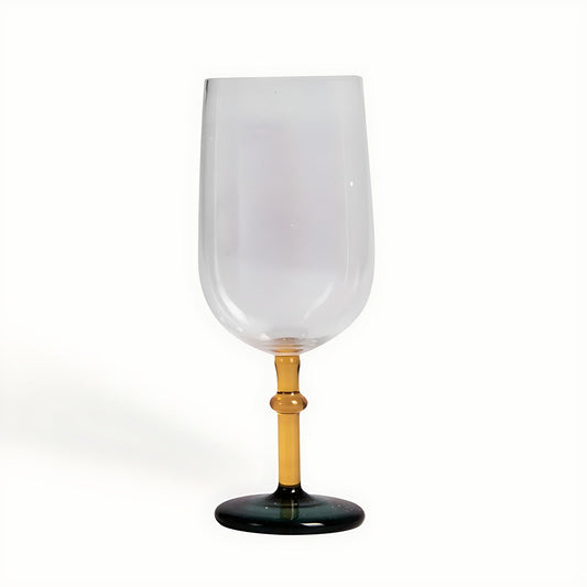 Verdant Glow Wine Glasses with Amber Stem by Kazuri