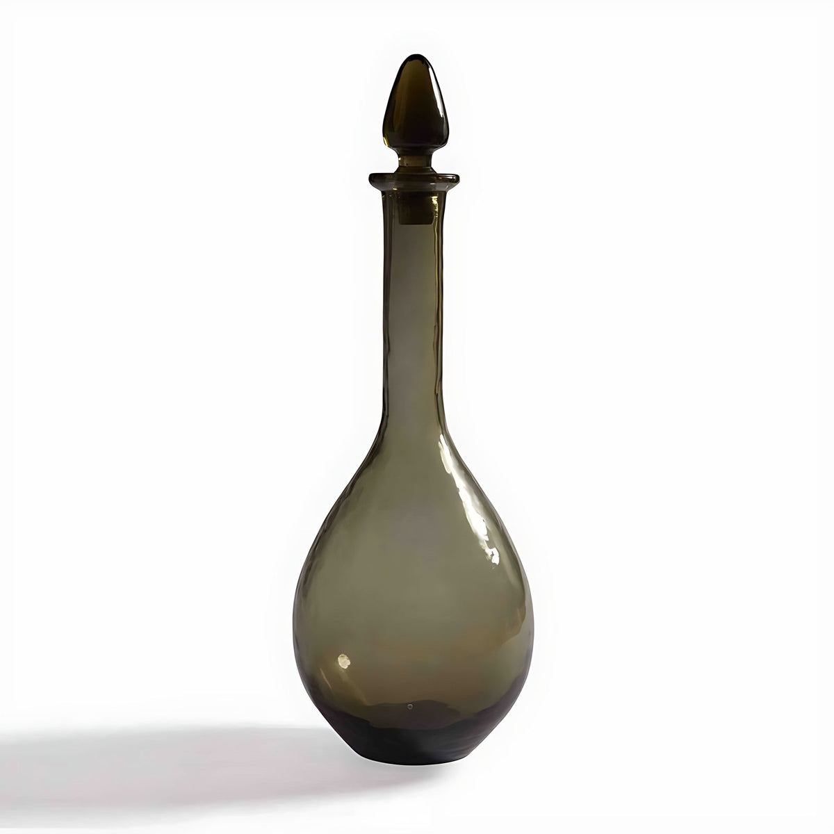 Victoria Smoky Olive Glass Decanter with Stopper by Kazuri