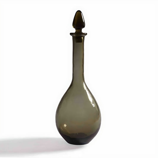 Victoria Smoky Olive Glass Decanter with Stopper by Kazuri