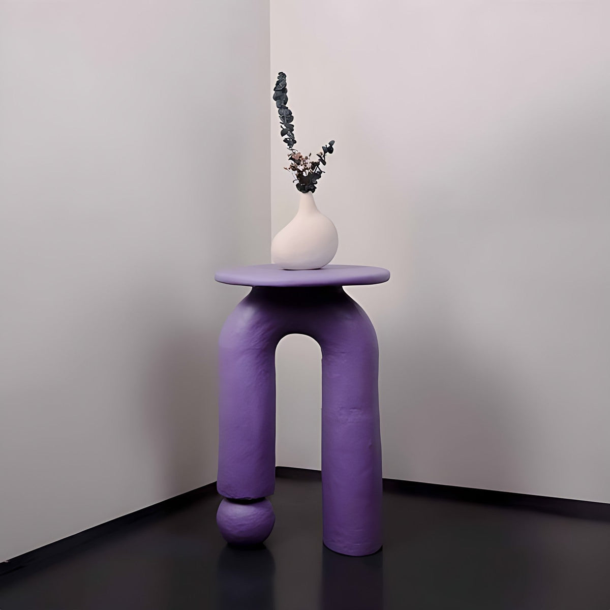 Violet Papier Mâché Sculptural End Table by Kazuri, photo 4 of 4