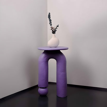 Violet Papier Mâché Sculptural End Table by Kazuri, photo 4 of 4